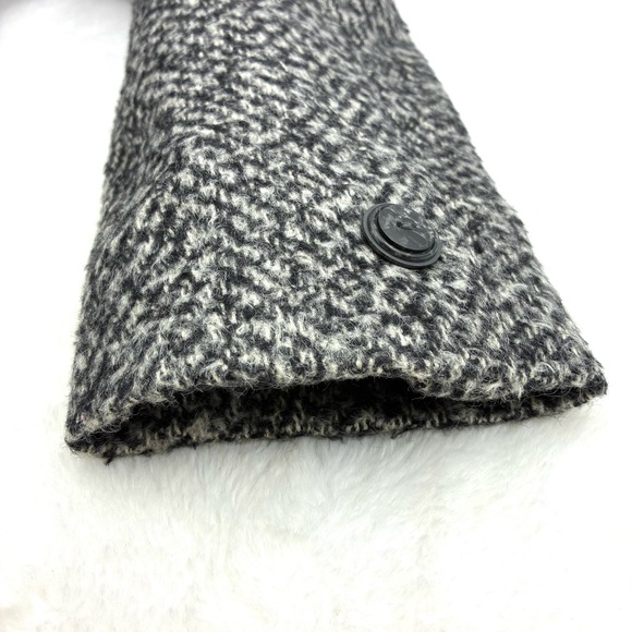 Italian Black and Gray Wool Women's Pea Coat, Size L - Picture 7 of 10